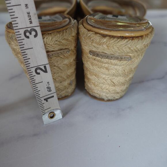 Jimmy Choo Shoes Womens Size 39 Beige Patent Wedge Espadrille Sandals Italy - Picture 9 of 10